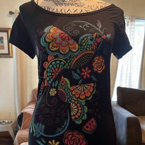 T-SHIRT MEDIUM FLORAL/BIRD PRINT